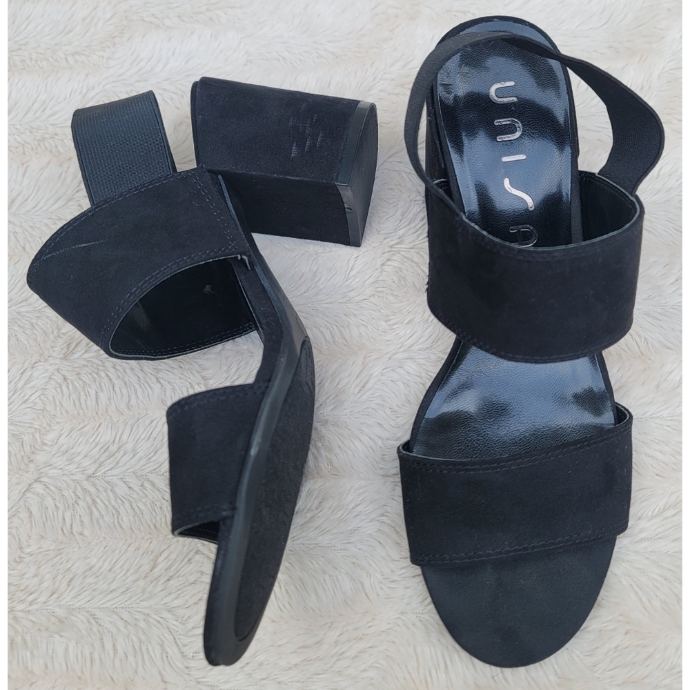 Unisa Audrey Black Block Heel Sandals